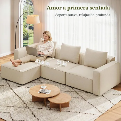 Vista 5 de Welzona Sofá biplaza de 75 pulgadas, sofá biplaza de chenilla, sofá pequeño para espacio pequeño Minimalist Comfy Love Seat, Small Couches for