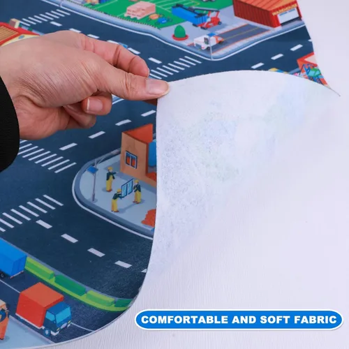 Vista 4 de Houkiper Alfombra de juegos para niños, alfombra de juego con múltiples temas, alfombra de fieltro para niños, alfombra plegable antideslizante