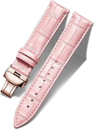 Vista 33 de BINLUN Leather Watch Strap, Quick Release Genuine Leather Replacement Watch Band with Butterfly Deployment Buckle for Men and Women, 12mm-24mm Blanco
