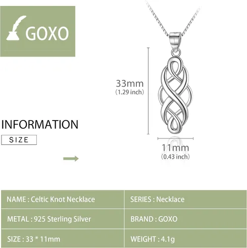 Vista 3 de GOXO Collar con colgante de cruz de nudo celta pulido de buena suerte para mujer