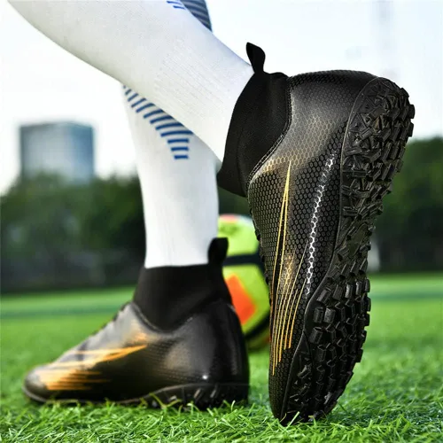 Vista 6 de Botas de fútbol para hombre, ligeras, transpirables, firmes, para exteriores, interiores, escuela, juego, entrenamiento