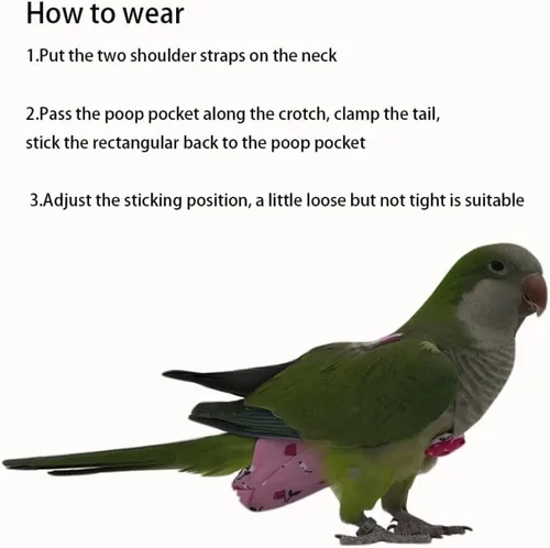 Vista 8 de 6 pañales lavables para pájaros, con forro impermeable y correas ajustables, pañales suaves reutilizables para periquitos, periquitos, mini