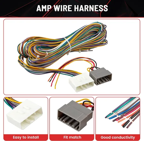 Vista 4 de RED WOLF Arnés de cableado de derivación de amplificador de fábrica para Dodge Ram 2002-2004 OEM AMP, conector de enchufe de cable de alambre