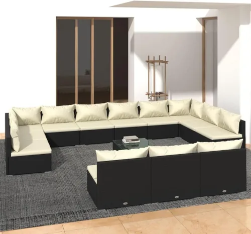 Vista 26 de Sofá de 3 plazas con cojines de ratán de poliéster marrón, juego de muebles de patio al aire libre con 3 sofás centrales para patio trasero, jardín