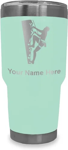 Vista 10 de LaserGram 20oz Vacuum Insulated Tumbler Mug, Rock Climber, Personalized Engraving Included (Coral)