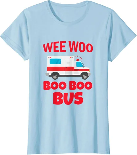 Vista 20 de Wee Woo Boo Boo Bus First Responder - Camiseta divertida de ambulancia, Negro, S