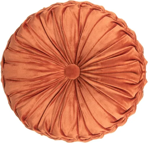 Vista 11 de MOJUN Almohada redonda de terciopelo de 13.7 pulgadas, plisada redonda, rellena, cojín decorativo para el hogar, para sofá, silla, cama, suelo