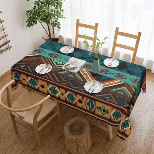 Vista 9 de KHiry Manteles rectangulares de 54 x 72 pulgadas, diseño de algunas olas e hibisco, impermeable, resistente, mantel decorativo, sin arrugas