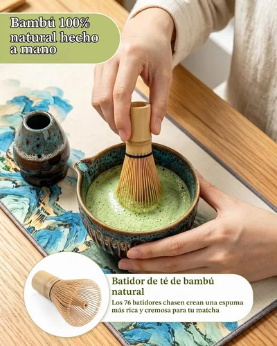 Vista 5 de Matcha Whisk Set, Ceramic Tea Kit Includes Bowl Blue