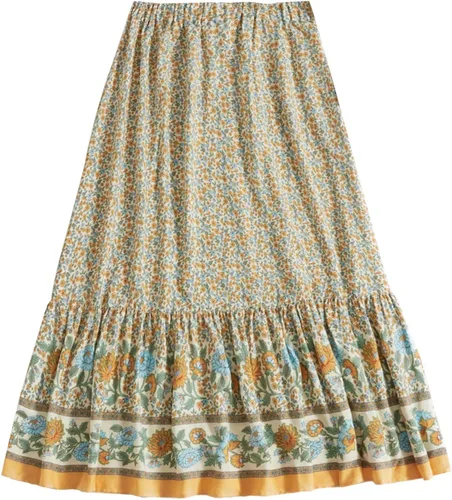 Vista 39 de Milumia Women Boho Vintage Floral Print Long Skirt Summer Tiered Maxi Skirt
