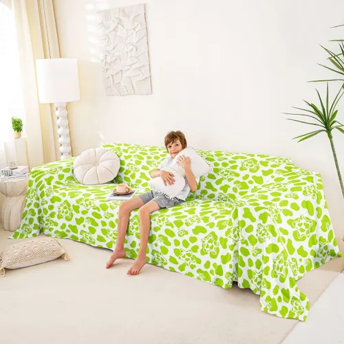 Vista 4 de Erosebridal Funda protectora para sofá, diseño de vaca lechera, diseño de vaca verde manzana, funda acolchada para sofá de animales occidentales