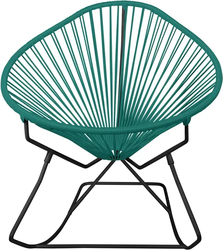 Vista 15 de Innit Designs Acapulco - Silla mecedora con estructura cromada, color turquesa, tejido naranja Verde
