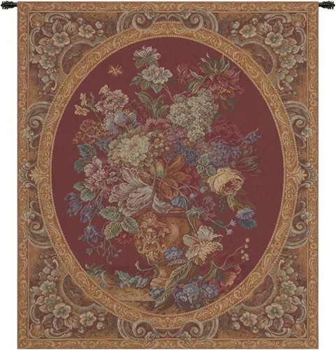 Vista 23 de Bouquet con uvas tapiz italiano rojo – 39 pulgadas x 26 pulgadas algodón/viscosa/poliéster por Charlotte Home Furnishings Inc