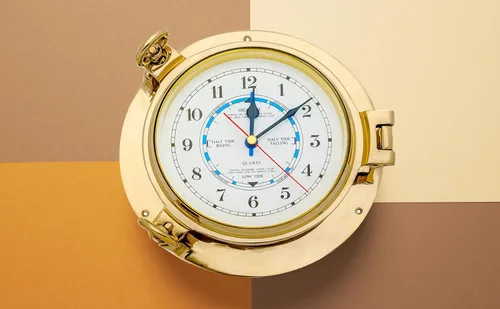 Vista 4 de Reloj de marea de ojo de buey de latón macizo de 9 pulgadas de diámetro. Nagina International