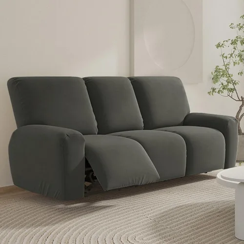 Vista 30 de vctops Fundas para sofá reclinable de 3 cuerpos, elásticas, de punto, suaves, lisas, antideslizantes, para sofá, protector de muebles con parte Café