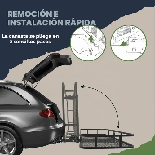 Vista 3 de Canasta de carga plegable de ARKSEN, receptor de enganche de 2", 60" de ancho Se adapta al receptor de 2 pulgadas, cesta de equipaje trasera