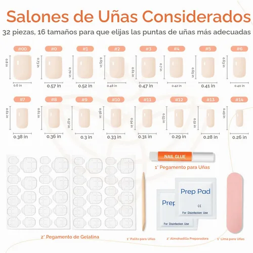 Vista 6 de Modelones Uñas postizas cuadradas cortas, color blanco y rosa, 32