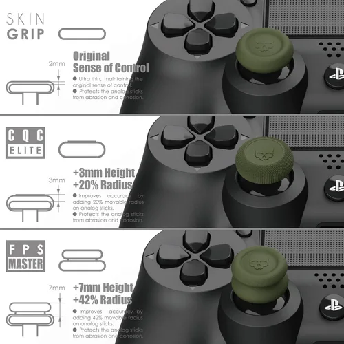 Vista 6 de Skull & Co. Skin, CQC and FPS Thumb Grip Set Joystick Cap Analog Stick Cap for Nintendo Switch Pro Controller & PS5 PS4 SlimPro Controller- White