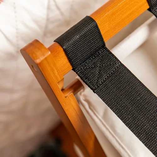 Vista 9 de Estante plegable de bambú de nogal totalmente ensamblado para habitación de invitados, soporte plegable de maleta de 26.75 pulgadas con bolsa
