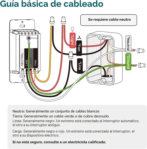 Vista 2 de TREATLIFE Control inteligente de ventilador de techo e interruptor de luz regulador, 2 unidades, necesita cable neutro, interruptor de luz