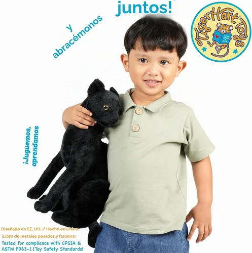 Vista 5 de TigerHart Boone, el gato negro, animal de peluche relleno de 13 pulgadas