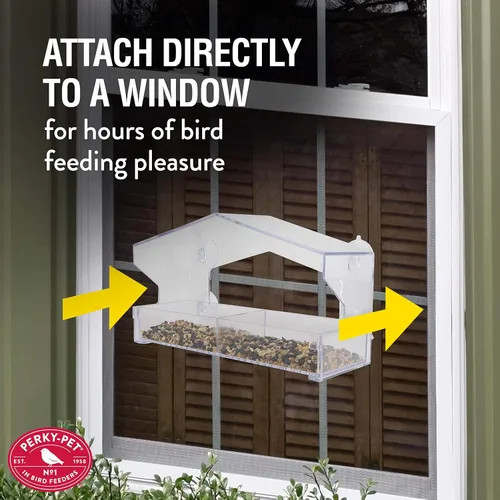 Vista 7 de Perky-Pet 347 Comedero transparente para pájaros con ventosas fuertes, capacidad de semillas de 1 libra