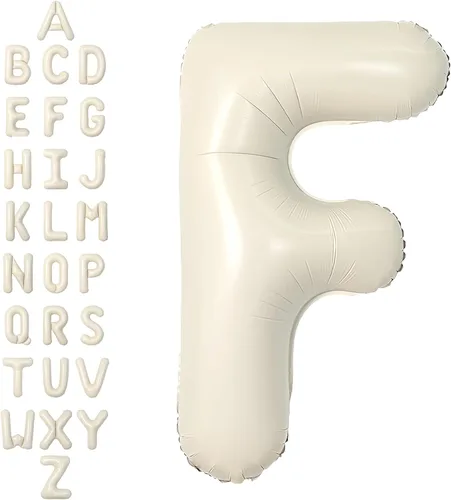 Vista 46 de SUWEN Globos de helio grandes de 102 cm (40 pulgadas) con letra S en color crema. Globos grandes de papel de aluminio con letra en helio, de A a Z.