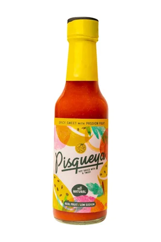 Vista 2 de Pisqueya Salsa picante de pimientos jalapeños Fruta real, sin aditivos, 5 onzas líquidas Fresh jalapeno and organic habanero; vegan, gluten
