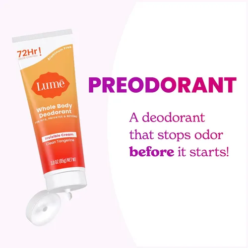 Vista 6 de Lume Desodorante para todo el cuerpo, tubo de crema invisible, control de olores de 72 horas, sin aluminio, sin bicarbonato de sodio, seguro