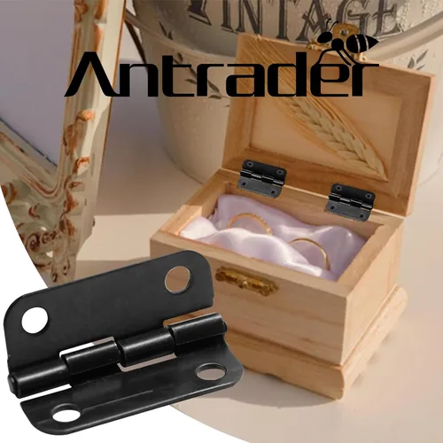 Vista 4 de Antrader Bisagras para Gabinete, Bisagra de Tope Plegable de Metal de 1" x 3/4" para Puerta de Gabinete y Armario, Negro, Paquete de 24