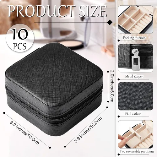 Vista 15 de Joyero de viaje de 10 piezas, cajas de regalo de dama de honor, organizador de viaje con espejo, caja pequeña de joyería, mini caja organizadora