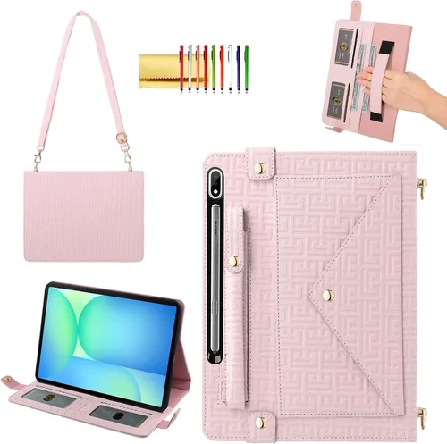 Vista 71 de Bolso Funda para Samsung Galaxy Tab S10 FE/S9 FE 10.9"/S9/S8/S7 11", Techcircle Folio con Soporte Cruzado, Billetera con Ranura para Lápiz S Pen