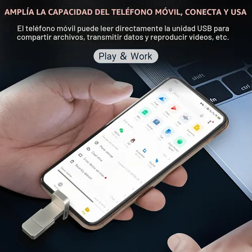 Vista 5 de Unidad USB de 128 GB, SSD portátil rápida 550 MB/s 2 en 1, tipo C+A USB3.2 Gen2 unidad de estado sólido externa, disco duro externo SSD para iPhone