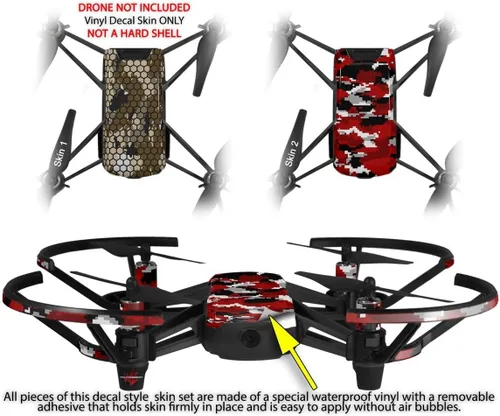 Vista 2 de Skin Wrap 2 Pack para DJI Ryze Tello Drone hexagonal de malla de camuflaje 01 café Drone No Incluidas