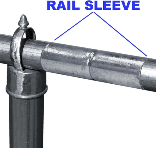 Vista 2 de Valla de enlace de cadena Top Rail Manguito: 1-3/8" X 6" ~ Tubo de hardware de valla de enlace de cadena. Paquete de 2 Galvanizado
