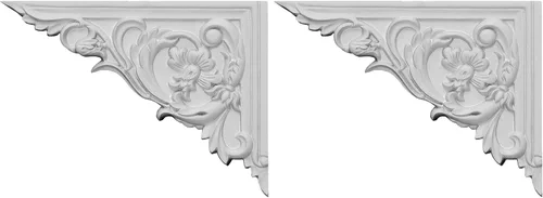 Vista 5 de Ekena Millwork SB08X06FL-L Flower, Brackets de escalera izquierda, 8 5/8"A x 6 1/4"Al x 5/8"P, encerado