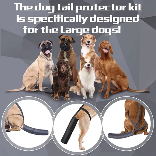 Vista 4 de 2 fundas protectoras de cola de perro para heridas, colas de perros curan manga, cuidado de heridas de perro para perros medianos y grandes