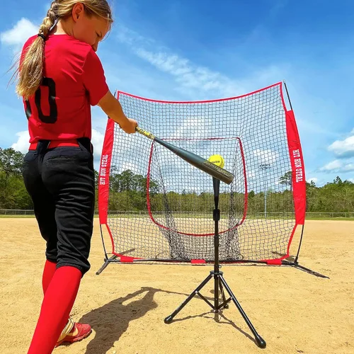 Vista 5 de Hit Run Steal Camiseta de béisbol y softbol portátil resistente, configuración de plegado rápido, mejora tu precisión de bateo con entrenamiento