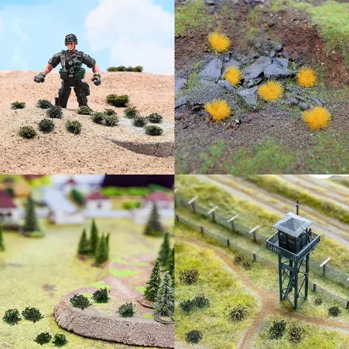 Vista 4 de 6X100ML Botella Paisaje Materials+49PCS Woodland Tuft War Wild Forest Scenery Basing Material Kit Set para Ferrocarril Ferrocarril Wargame Layout