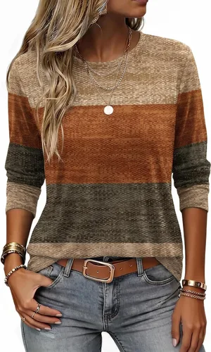 Vista 10 de Zeagoo Women Crewneck Casual Long Sleeve Tops Fall Tshirts Layer