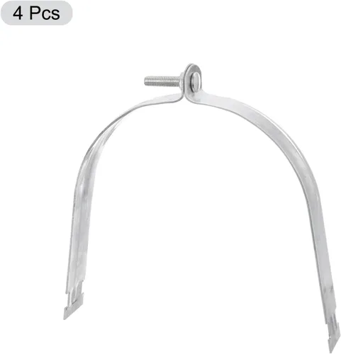 Vista 3 de uxcell Abrazaderas de puntal EMT de 6-1/2 "de acero para conductos rígidos y tubería 4 unids universal EMT Strut Clamp con perno y tuerca