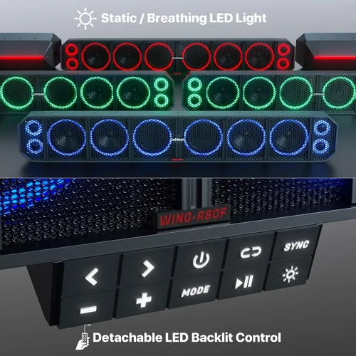 Vista 2 de GoHawk Barra de sonido UTV Barra de sonido ATV impermeable de 10 altavoces Luces Bluetooth y multicolor Altavoces SxS de 35 pulgadas Barra