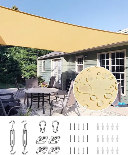 Vista 24 de Quictent Toldo rectangular de polietileno de alta densidad de 6.53 oz, 98% de bloqueo UV, para patio, jardín, cubierta comercial con kit de Marrón