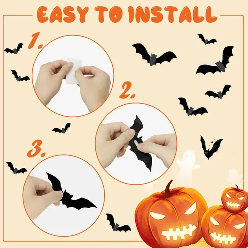 Vista 8 de Kit de decoración de fiesta de Halloween para interiores con bolas de papel de panal y abanicos, bufanda de mantel de chimenea, camino de mesa