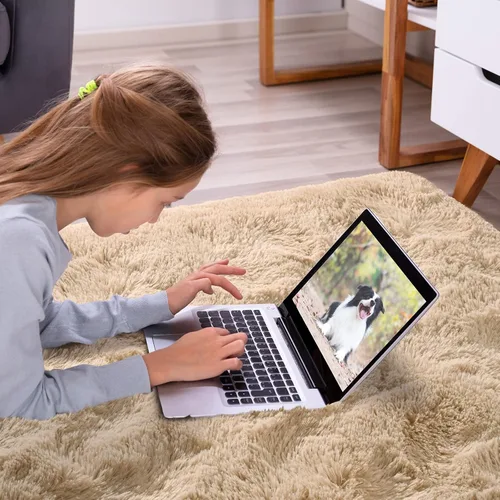 Vista 165 de Softlife Alfombra naranja para dormitorio, alfombra de felpa esponjosa para sala de estar para niñas, alfombra lanuda para niños, alfombra suave