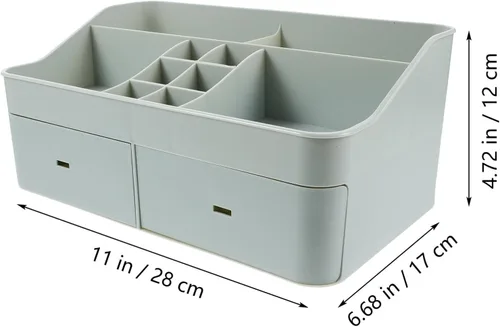Vista 2 de Cabilock Organizador de maquillaje para encimera de baño, estante de almacenamiento de plástico, soporte para brochas de maquillaje, organizador