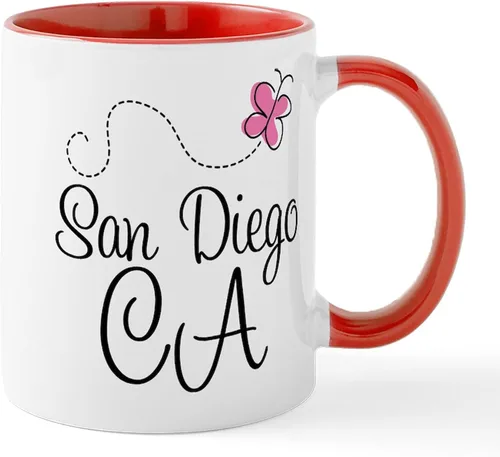 Vista 34 de CafePress I Love San Diego - Taza de café de cerámica (11.0 fl oz)