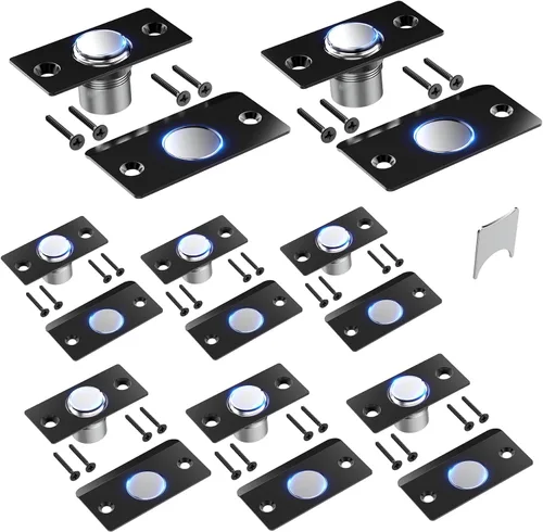 Vista 9 de Mousike Accesorios para atrapar bolas de puerta, cierre magnético oculto ajustable, placa de golpeo de acero inoxidable con fuerte succión, Negro