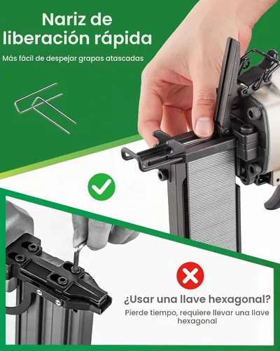 Vista 6 de meite Engrapadora de corona estándar de calibre 16 de 7/16 pulgadas, pistola de grapas neumática de construcción resistente para subsuelo