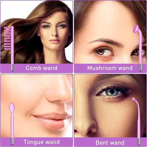 Vista 3 de YourMate Dispositivo de fototerapia Máquina de varita facial de alta frecuencia con tubos de argón para cara, barbilla, cuello, máquina facial con 4